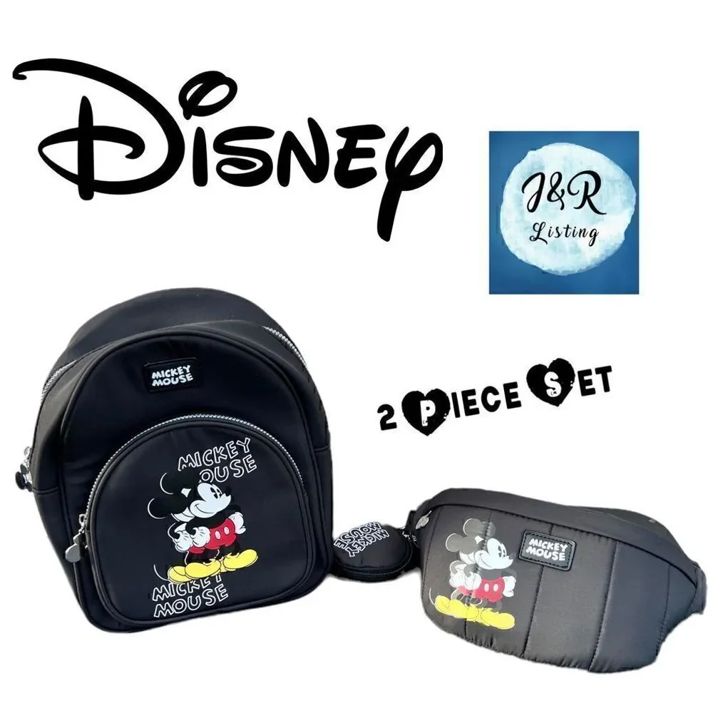 Disney Mickey Mouse Black Mini Backpack & Fanny Pack Set
